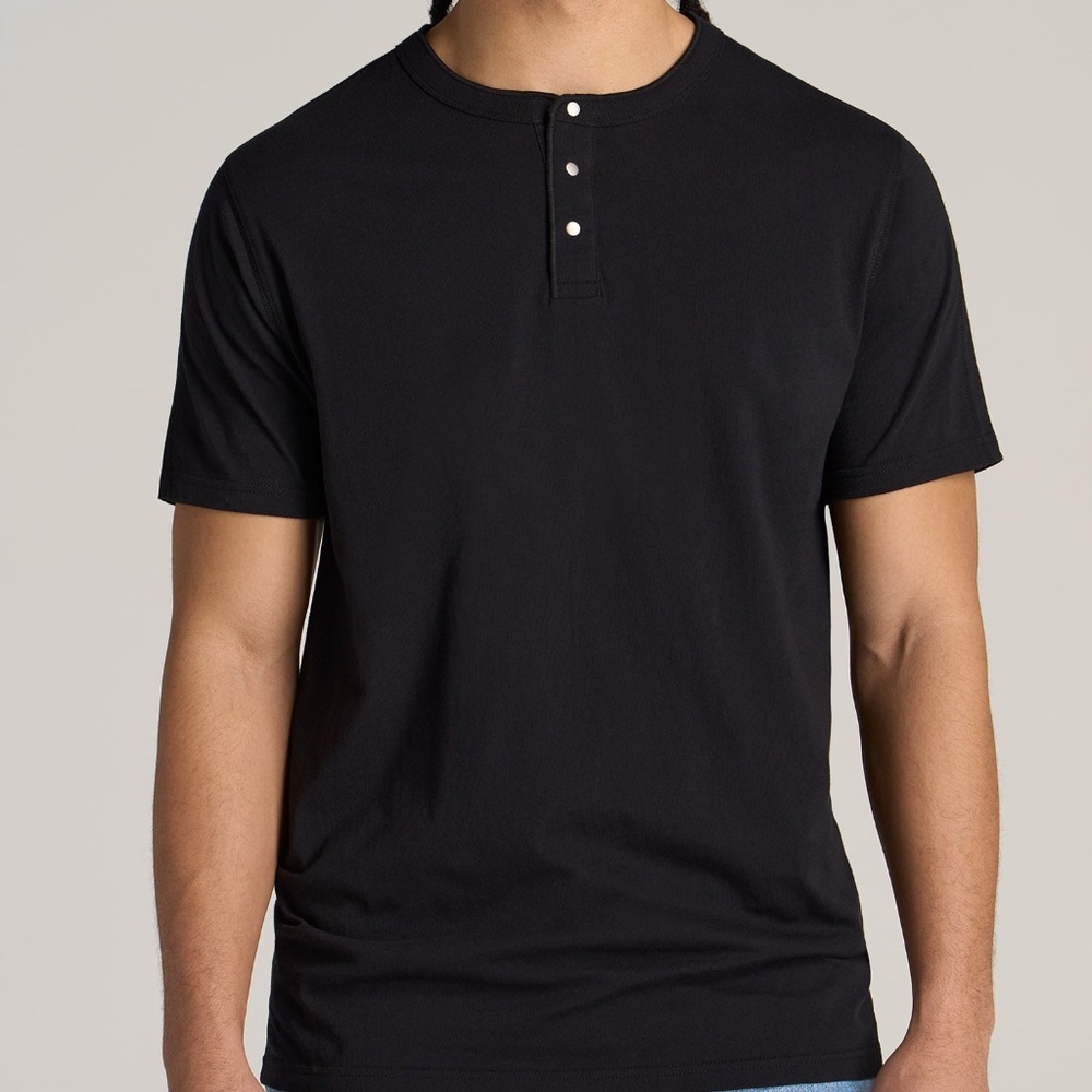 American Tall LJ&S REGULAR-FIT Jersey Henley Tee for Tall Men in Vintage Black S